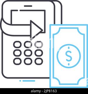 icône de ligne du calculateur de coût, symbole de contour, illustration vectorielle, signe de concept Illustration de Vecteur