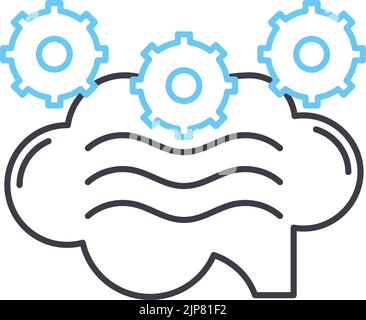 icône de ligne de distorsions cognitives, symbole de contour, illustration vectorielle, signe de concept Illustration de Vecteur
