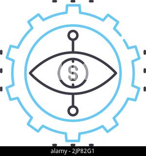 icône de ligne de vision d'entreprise, symbole de contour, illustration vectorielle, signe de concept Illustration de Vecteur