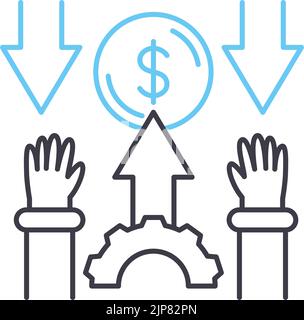 icône de ligne de prêts d'affaires, symbole de contour, illustration de vecteur, signe de concept Illustration de Vecteur