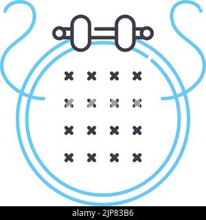 icône de ligne de cerceau brodée, symbole de contour, illustration vectorielle, signe de concept Illustration de Vecteur