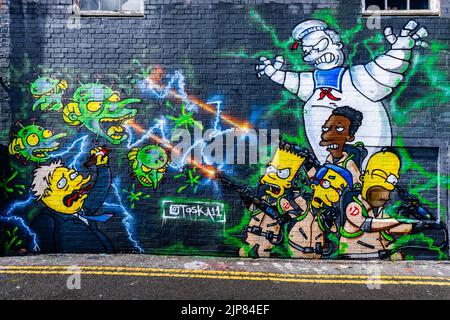 Un gros plan de graffiti sur un mur à Trafalgar Lane, Brighton, Angleterre Banque D'Images