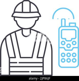 icône de ligne de surveillance de construction, symbole de contour, illustration vectorielle, signe de concept Illustration de Vecteur