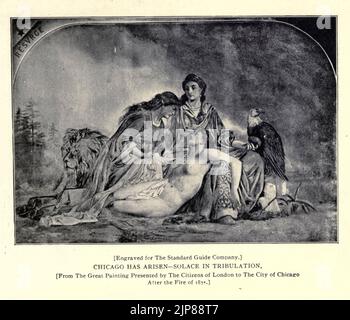 Chicago a surgi Solace à Tribulation. [De la peinture présentée par les citoyens de Londres à la ville de Chicago après le feu de 1871] du livre Chicago, la merveilleuse ville de l'Ouest : une histoire, une encyclopédie et un guide : 1893 : illustré par John Joseph Flinn, éditeur Chicago : Flinn et Sheppard Banque D'Images