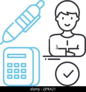 icône de ligne de compte public certifié, symbole de contour, illustration vectorielle, signe de concept Illustration de Vecteur