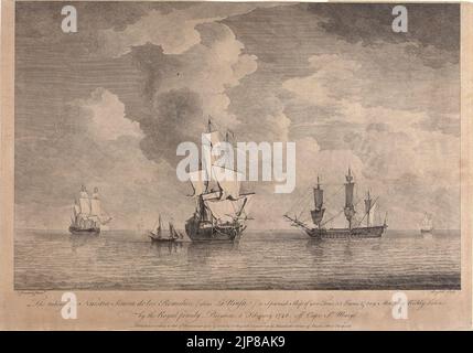 La prise du Nuestra Senora de los Remedios (alias la Ninsa) un navire espagnol... par les Royal Family privateers, 5 février 1746, au large du cap St Marys. (Montre le prince Frederick, le duc et le prince George sous la direction du commodore Talbot) PAG8805 Banque D'Images