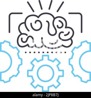 icône de ligne de processus cérébrale, symbole de contour, illustration vectorielle, signe de concept Illustration de Vecteur