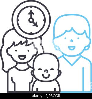 icône de la ligne de temps de la famille, symbole de contour, illustration vectorielle, signe de concept Illustration de Vecteur