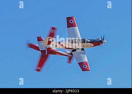 De l'air israélienne Flight Academy Beechcraft T-6A Texan II, l'équipe de démonstration aérienne en vol Banque D'Images