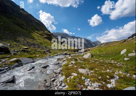 Torrent sauvage de la montagne Ambin dans le massif de la Vanoise dans les Alpes françaises en été Banque D'Images