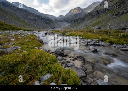 Torrent sauvage de la montagne Ambin dans le massif de la Vanoise dans les Alpes françaises en été Banque D'Images