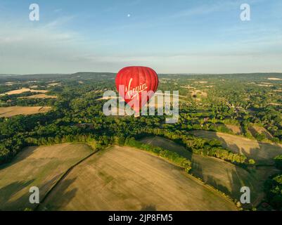 Virgin Experience Days, vue aérienne de Virgin Hot Air Balloon Banque D'Images