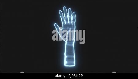 Image de la main holographique sur fond noir Banque D'Images