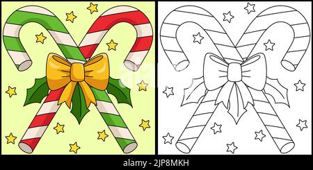 Illustration de la page de coloriage de la canne de Noël Illustration de Vecteur