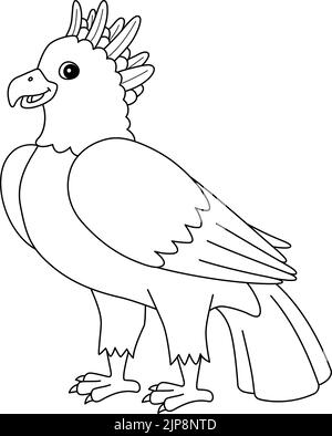 Page de coloriage isolée pour animaux Harpy Eagle pour enfants Illustration de Vecteur