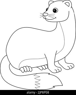 Weasel Animal Isolated coloriage page pour enfants Illustration de Vecteur