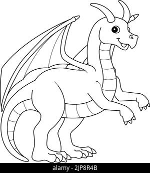 Page de coloriage isolée Dragon Animal pour enfants Illustration de Vecteur