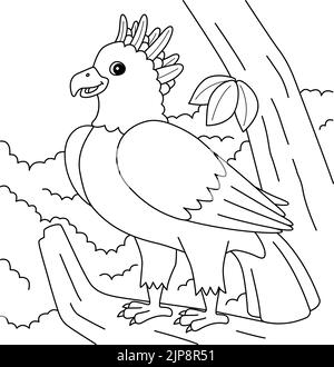 Page de coloriage pour animaux Harpy Eagle pour enfants Illustration de Vecteur