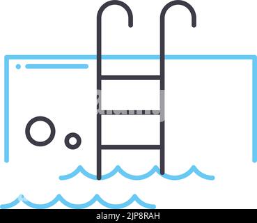 icône de ligne de pool, symbole de contour, illustration de vecteur, signe de concept Illustration de Vecteur