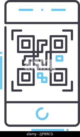 icône de ligne de smartphone de code qr, symbole de contour, illustration vectorielle, signe de concept Illustration de Vecteur