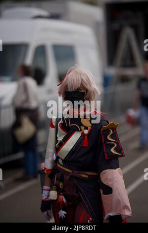 Photo verticale des personnes célébrant la journée du Japon à Düsseldorf, en Allemagne Banque D'Images