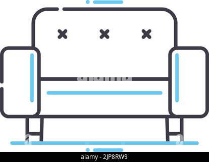 icône de ligne de canapé, symbole de contour, illustration vectorielle, signe de concept Illustration de Vecteur