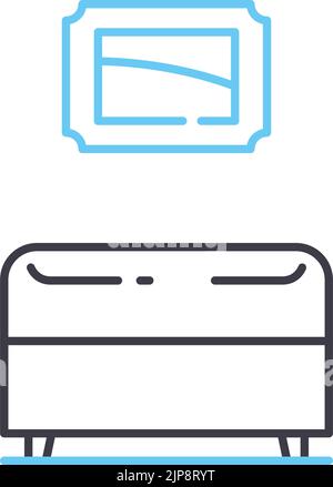 icône de ligne de chaise de canapé, symbole de contour, illustration de vecteur, signe de concept Illustration de Vecteur