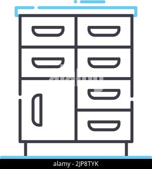 icône de ligne de l'armoire de stockage, symbole de contour, illustration vectorielle, signe de concept Illustration de Vecteur