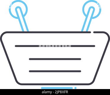 petite icône de ligne de panier, symbole de contour, illustration vectorielle, signe de concept Illustration de Vecteur