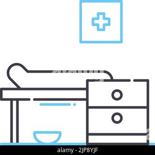 icône de ligne de la chambre d'hôpital, symbole de contour, illustration vectorielle, signe de concept Illustration de Vecteur