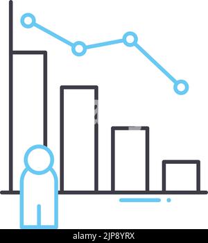 perte de l'icône de ligne de clients, du symbole de contour, de l'illustration vectorielle, du signe de concept Illustration de Vecteur