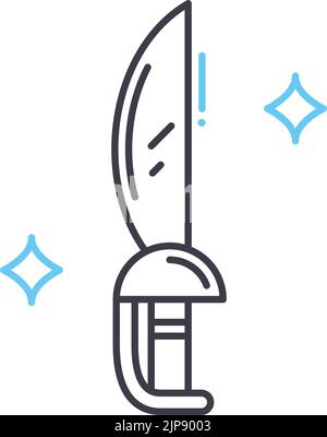 icône de ligne d'épée pirate, symbole de contour, illustration vectorielle, signe de concept Illustration de Vecteur