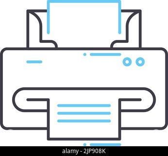 icône de ligne d'imprimante, symbole de contour, illustration vectorielle, signe de concept Illustration de Vecteur