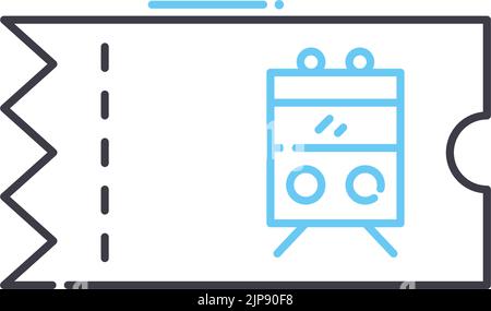 icône de ligne de billet de transport, symbole de contour, illustration vectorielle, signe de concept Illustration de Vecteur