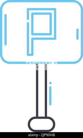 icône de ligne de stationnement, symbole de contour, illustration vectorielle, signe de concept Illustration de Vecteur