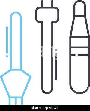 icône de ligne d'outils d'otolaryngologiste, symbole de contour, illustration de vecteur, signe de concept Illustration de Vecteur