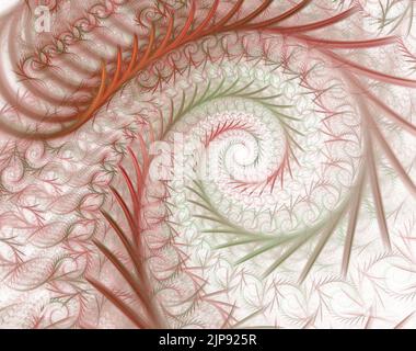 3D rendu fractal de fleurs et de sphères en spirale. 3d image, sous forme de spirale colorée. Banque D'Images