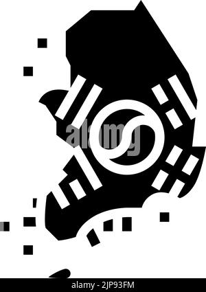 corée du sud carte pays drapeau glyphe icône illustration vectorielle Illustration de Vecteur