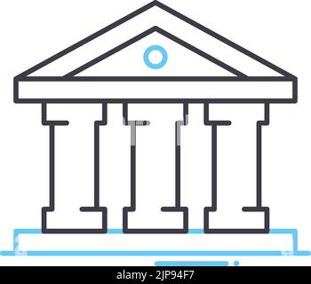 icône de la ligne de construction du musée, symbole de contour, illustration vectorielle, signe de concept Illustration de Vecteur