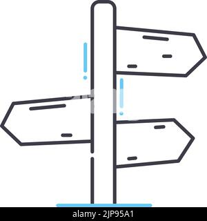 icône de ligne de compas magnétique, symbole de contour, illustration vectorielle, signe de concept Illustration de Vecteur