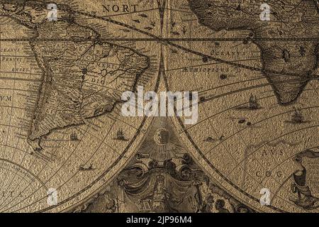 Carte du monde antique faite par H. Hondeus en 1630 Banque D'Images