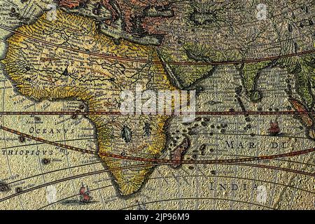 Carte du monde antique faite par H. Hondeus en 1630 Banque D'Images