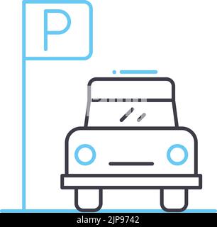 icône de ligne de stationnement, symbole de contour, illustration vectorielle, signe de concept Illustration de Vecteur