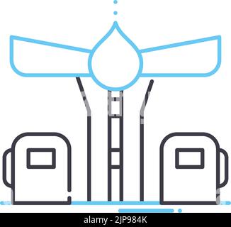 icône de ligne de construction de station-service, symbole de contour, illustration vectorielle, signe de concept Illustration de Vecteur