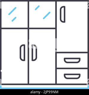 icône de ligne de garde-robe, symbole de contour, illustration vectorielle, signe de concept Illustration de Vecteur