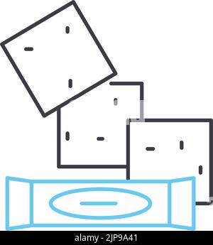 icône de ligne de cube de sucre, symbole de contour, illustration de vecteur, signe de concept Illustration de Vecteur