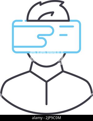 icône de ligne de lunettes hitech, symbole de contour, illustration vectorielle, signe de concept Illustration de Vecteur