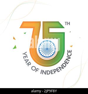 75 ans de l'Indian Independence Day Celebration concept avec Ashoka Wheel. Illustration de Vecteur