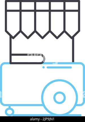 icône de la ligne du chariot alimentaire, symbole de contour, illustration vectorielle, signe de concept Illustration de Vecteur