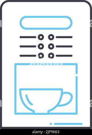 icône de ligne de machine à café de bureau, symbole de contour, illustration vectorielle, signe de concept Illustration de Vecteur